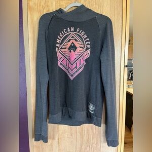 American Fighter Gray Graphic Long Sleeve Hoodie